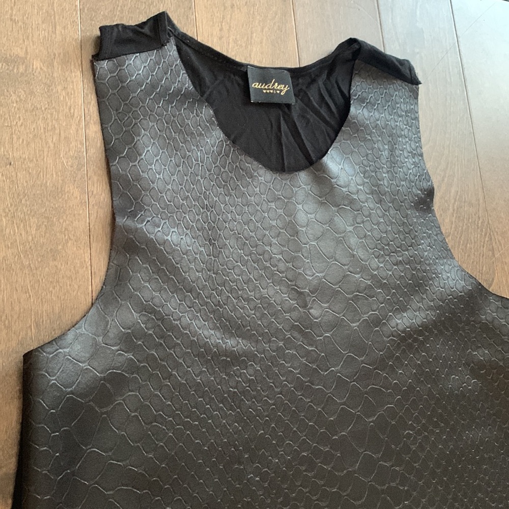 Beautiful “Audrey” Two Toned Vegan Leather Long Tank